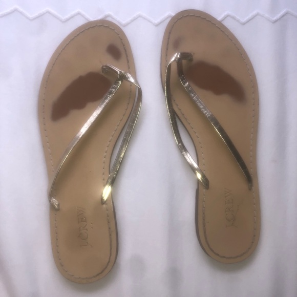 J. Crew Gold Thong Sandal - Picture 1 of 1